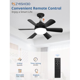 ZMISHIBO 2 Pack 17.9 Inch Socket Fan Light with Remote, Dimmable 3 Colors 6 Speed 1100 Lumens Light Bulb Screw in Ceiling Fan with Lights, Light Socket Ceiling Fan for Bedroom -Black