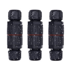 HISports Waterproof IP68 3 Pin Cable Connector for 4-10.00mm Cable Diameter, Junction Box for Outdoor, RV, Garden, Boat, Car and Buried Cables - 3 Pack, Black