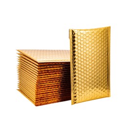 Pack of 50 Metallic Gold Bubble Mailers - 6 x 10 Inches Padded Self Seal Shipping Mailing Waterproof Envelopes