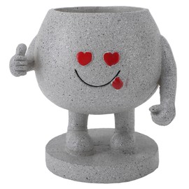 Succulent Pot Adorable Smiling Figure Standing Thumb Up Resin Flower Planter for Garden Balcony Courtyard Pot B