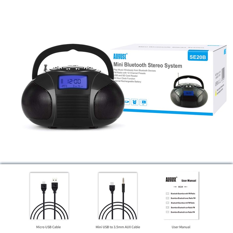 August SE20 - Mini Bluetooth MP3 Stereo - Portable Radio