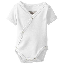 L'ovedbaby Unisex-Baby Newborn Organic Short-Sleeve Kimono Bodysuit, White, 3/6 Months