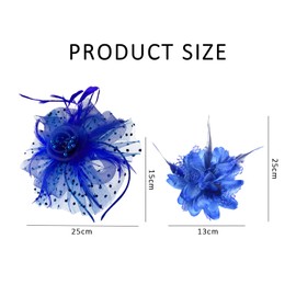 1 Blue Women Hair Accessory, 1 Corsage Wedding Headpiece, Blue Wedding Hat, Mesh Women Hairpin, Flower Women Hair Accessories, Blue Ladies Headband
