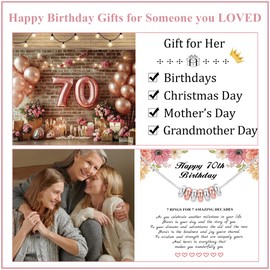 DORANA 70th Birthday Gifts for Women,925 Sterling Silver Circle Necklace Happy 70th Birthday 7 Decade Necklaces Jewellery Gifts with Cards for Daughter Mom Grandma Sister Friend