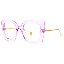 Zeelool Chic Oversized Thick Square Eyeglasses for Women with Non-prescription Clear Lens Qatar ZOP01892-07 Light-Purple