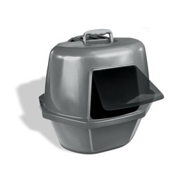 Van Ness Pets Large Enclosed Corner Cat Litter Box with Odor Door, Hooded Pan, Grey, CP9