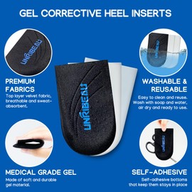 Unribeau 3 Layers Adjustable Supination & Pronation Correction Heel Insoles,Self-Adhesive Medial & Lateral Heel Wedge Inserts for Foot Alignment, Knee Pain, Bow Legs (Black, L: W: 7.5-12 / M: 7-11)