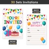 Embhhor 30 Pcs Birthday Party Invitations Set, Boys Girls Kids