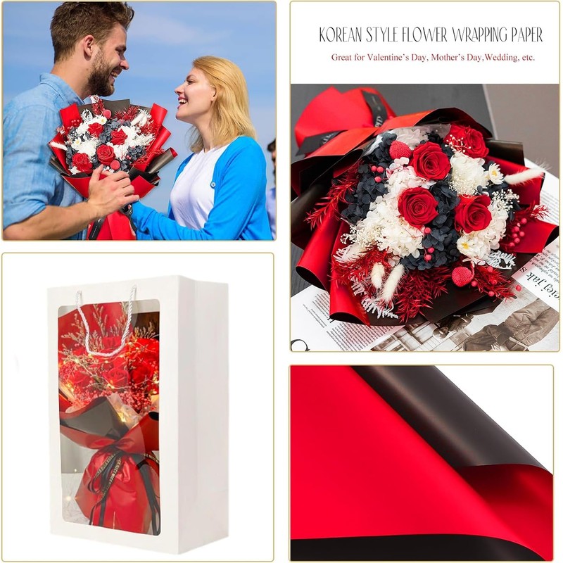 FUSHENMU 20 Sheets Flower Wrapping Paper Flower Bouquet Waterproof Florist