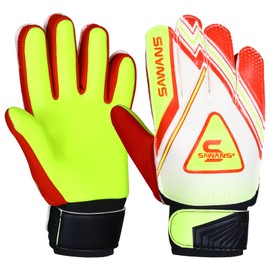 Football Goalkeeper Gloves Boys Kids Children Youth Adult Soccer Goalie Protection Goal Keeping Gloves Finger Support Wrist Junior Anti Slip Palm (Size 5 for 9 to 12 year old, Red/Yellow)