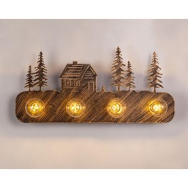 TOCHIC Bathroom Lights Over Mirror, 4 Lights Farmhouse Vanity Lights Over Mirror Dimmable, Rustic Bathroom Light Fixtures for Mirror Cabinets, Powder Room, Entryway, Living Room, Bronze, 25.98”W