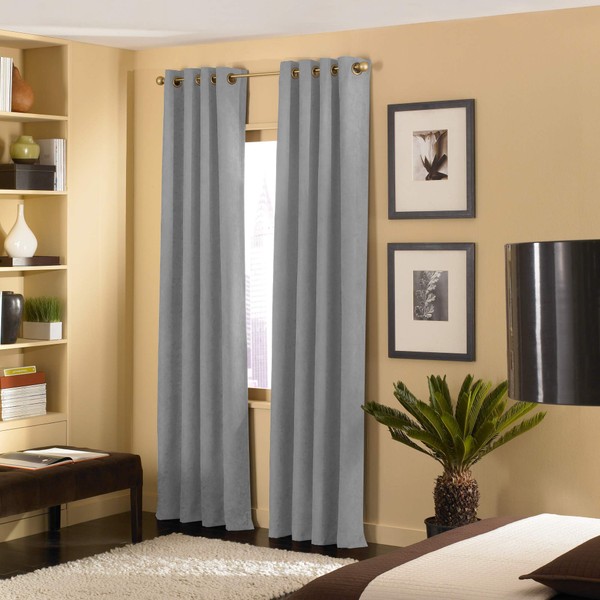 Curtainworks Cameron Grommet Curtain Panel, 50 by 63", Pewter