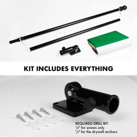 UD_G128 - 6 Feet Tangle Free Spinning Flagpole (Black) Italy Brass Grommets Printed 3x5 ft (Flag Included) Aluminum Flag Pole