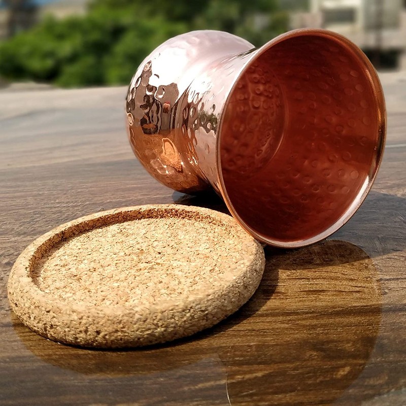 ANCIENT IMPEX Hammered Copper Tumbler with Coaster | Traveller's Copper