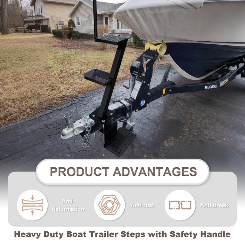 Andorm Boat Trailer Tongue 3 Steps Heavy Duty, Non-Slip Boat