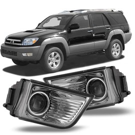 Winjet Fog Lights OEM Series for [2003 2004 2005 Toyota 4Runner] Driving Projector Fog Lights Lamps Assembly Pair Replacement W/9006 12V51W Halogen Bulbs (Clear Lens)