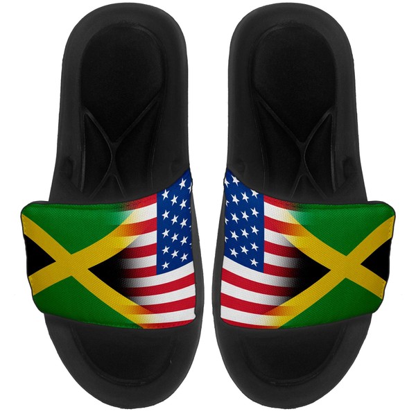 ExpressItBest Cushioned Slide-On Sandals/Slides for Men, Women and Youth - Flag of Jamaica (Jamaican) - Jamaica Flag - Large