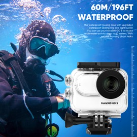 LEWOTE Waterproof Case and Floating Hand Grip Compatible with Insta360 GO 3 Protective Underwater Diving Case with Bracket Accessories for Insta360 GO 3
