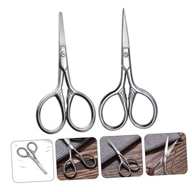 TOVINANNA 2sets Men's Eyebrow Trimmer Scissors Precision Grooming Tool Stainless Steel (pointed Round) Beauty Scissors 2pcs*2
