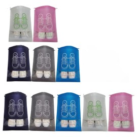 KALUROIL Pack of 10 Travel Shoe Bags with Transparent Window and Drawstring Water and Dust Resistant for Travel and Home Storage