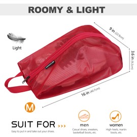 Prezon Travel Shoe Bags, Water Resistant TPU Mesh, Sturdy YKK Zipper, Shoes Storage Bag, Shoes Packing Organizer, Unisex Shoe Pouch for Travel or Home Storage