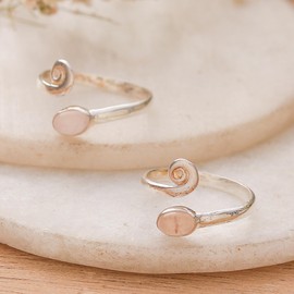 NOVICA Rose Quartz .925 Sterling Silver Toe Ring 'Tender Curls'