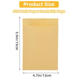 GBACHOOSE 800 Pack Wax Paper Sandwich Bags 4x6 inch Wax Paper Bags, Greaseproof Bag Paper Cookie Bags Bakery Wax Bag for Food, Sandwich, Snacks, Cookie, Candies and More