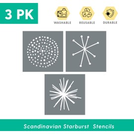 Large Starburst Wall Art Stencils ? Set of 3 Reusable Stencils for Walls or Furniture ? Easy DIY Wall Décor - Scandinavian Stencil Designs