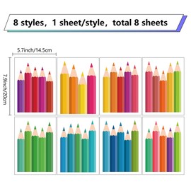 craspire 8 Sheets 8 Styles Coloured Pencil Window Stickers, Colourful Window Stickers, Wall Decoration, Stickers for Classroom, Bedroom, Living Room, Window, Staircase, Showcase Decorations