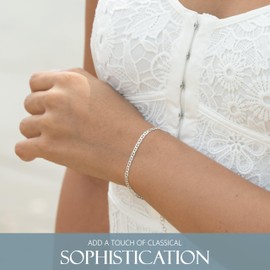 KISPER Solid 925 Sterling Silver Chain Bracelets for Women, Waterproof Tarnish Resistant, 3mm Mariner Link Bracelet, 8 Inch