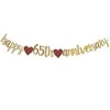 Happy 65TH Anniversary Banner Sign Gold Paper Glitter Party Decorations