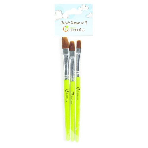 Avenue Mandarine Flat Brushes, Set of 3, Multi-Color