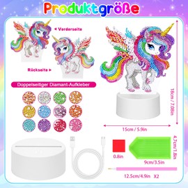 Zoyomax Diamond Painting Night Light, Gifts for Girls 5 6 7 8 9 10 Years, 3D Creative Diamond Painting Lamp Unicorn, Christmas Toy Gift for Children from 6-12 Years