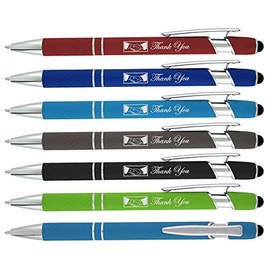 "Thank You" Greeting Gift Stylus Pens -Capactive Styli pen with Soft Rubberized Grip-compatible with most touch screen Devices-Assorted Colors-pen and stylus combo, 6 Pack