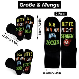 KAHOUI 2 Pairs Black Funny Socks Funny Gifts for Men Birthday Cool Socks Funny with Saying Bitte Nicht Stören Ich Bin Am Zocken, Cool Birthday Gift for Men, beige