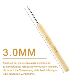 3mm Crochet Hook, Ergonomic Handle for Arthritic Hands, Wooden Handle Crochet Extra Light Knitting Needles for Beginners and Crochet Yarn (3mm)