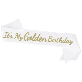 BOXOB It's My Golden Birthday Sash, Shiny & Soft Cloth Happy Birthday Sash with Metal Pin Perfect Party Favors and Decorations Golden Gifts for Women and Men