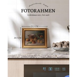 ARPEOTCY Vintage Golden Frame Wall Pictures Living Room Wall Decoration with Fruit Motifs, Canvas Pictures Wall Pictures for Living Room & Bedroom, Apple Festival, 25 L x 20 W cm