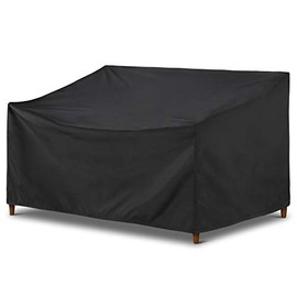 SunPatio Outdoor Loveseat Cover Waterproof, Patio Deep Sofa Cover with Sealed Seam and Air Vent, UV & Rip & Fade Resistant, All Weather Protection, 60” W x 40” D x 32” H, Black