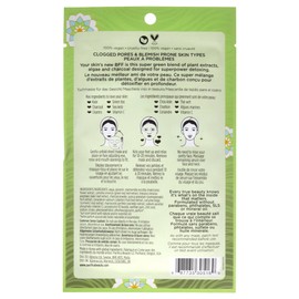 Pacifica Beauty Super Green Tea Detox Kale & Charcoal Facial Sheet Mask for All Skin Types, Vegan & Cruelty Free, 0.67 Fl Oz