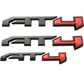 4Pcs AT4 HD Emblem Sierra Letters 3D Side Door Rear Tailgate Badge Sticker Decal NamePlate 85002068 Replacement for Sierra 1500 2500HD 3500HD Canyon (Matte Black Red)