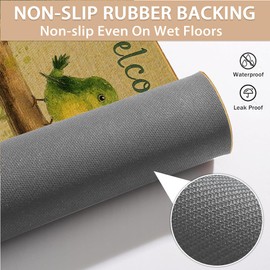 Three Birds Green Front Door Mat,Green Blue Absorbent Welcome Mat Indoor Outdoor Waterproof Non Slip Doormat for Stair Porch Garden 17 x 29 Inch