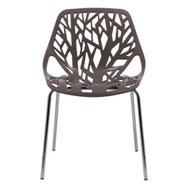 LeisureMod Forest Modern Dining Side Chair with Chrome Legs (Taupe)