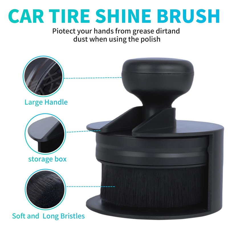 IPELY Tire Shine Brush, Tire Dressing Brush with Storage Base,
