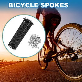 A ABSOPRO Bike Bicycle Spokes 14G 135MM Mountain Bike Spokes Steel Black 36Pcs