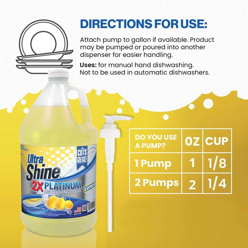 Ultra Shine™ 4 Pack 2X Platinum™ Dish Cleaning Liquid, Lemon