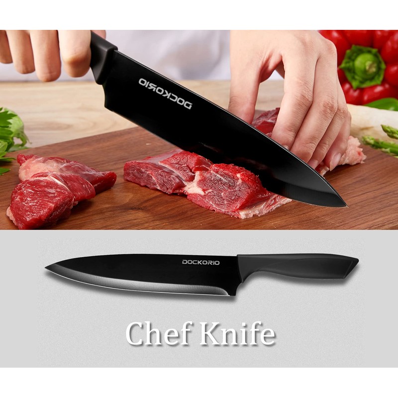 Dockorio Kitchen Knife Set with Block, 19 PCS High Carbon
