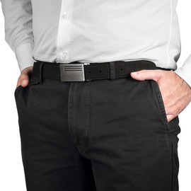 Corkor Men Reversible Cork Belt Faux Leather - Vegan Leather Dress for Jeans Adjustable Belt – Brown Black - 1,38" Wide, Brown Or Black, 42" (Fits waist 39-42") - XL