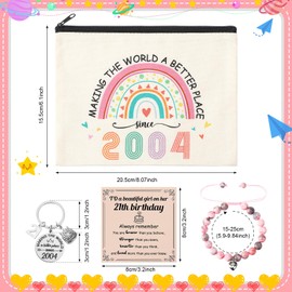 ViEinkaufen 21st Birthday Gifts for Her, Women's 21st Birthday Gifts Makeup Bag Inspirational Keyring Bracelet,Birthday Presents for 21 Year Old Women,Birthday Gifts for Friends