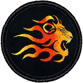 Fire Lion Patrol Patch - 2" Diameter Round Woven Patch (Sew-on)